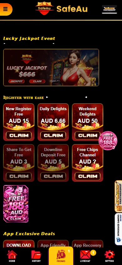 Safeau Casino mobile promotions view